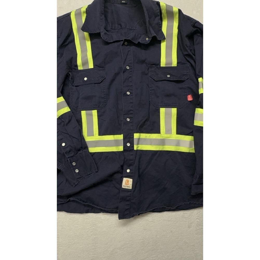 BOCOMAL FR 4XL Shirt High Visibility Button Down  ANSI/ISEA Type O Welding/Elect